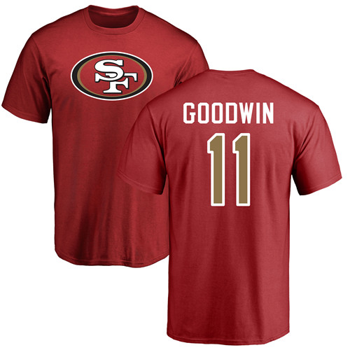 Men San Francisco 49ers Red Marquise Goodwin Name and Number Logo #11 NFL T Shirt